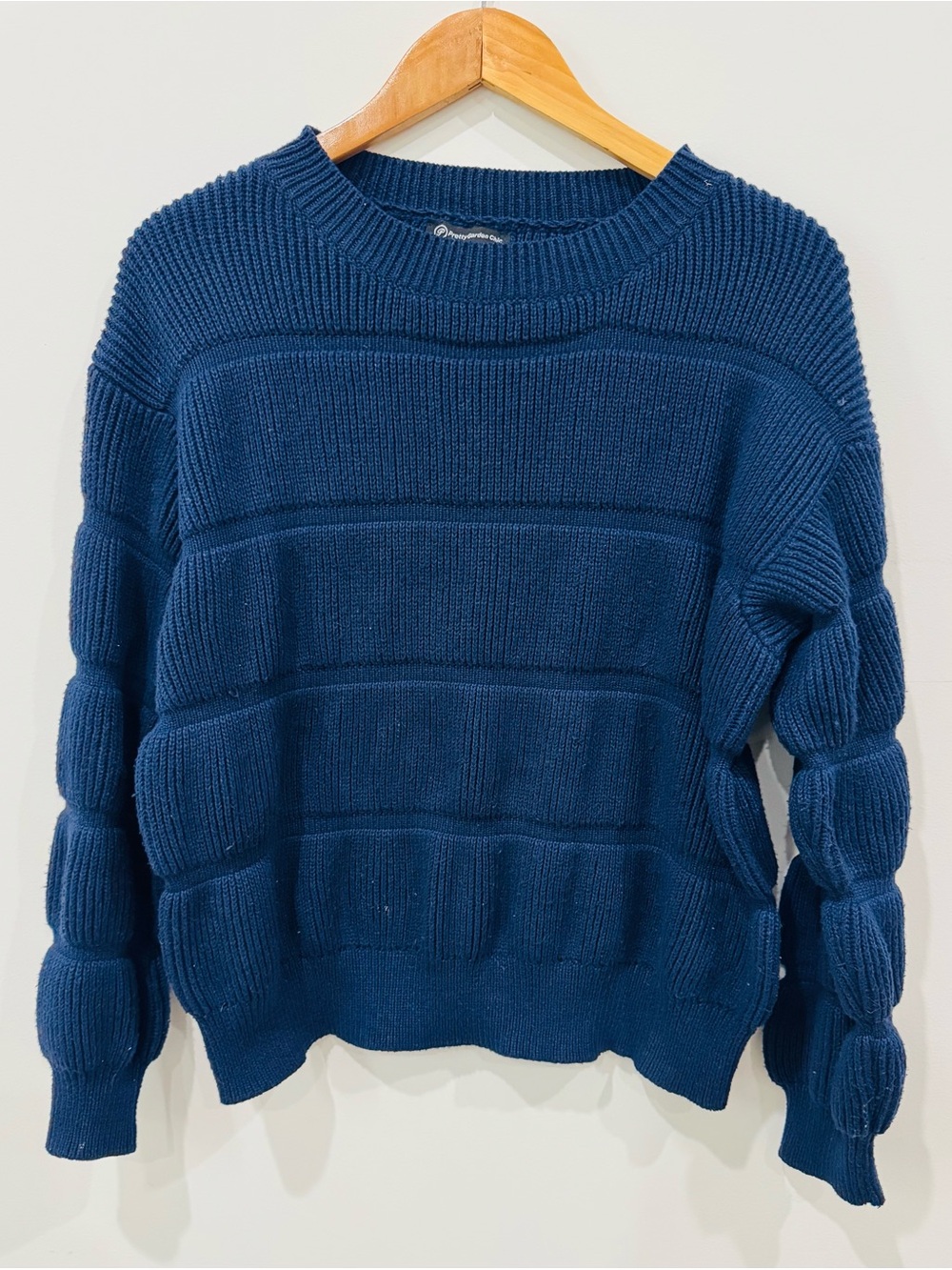 PrettyGarden Chic Navy Blue Textured Knit Sweater Size S